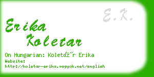 erika koletar business card